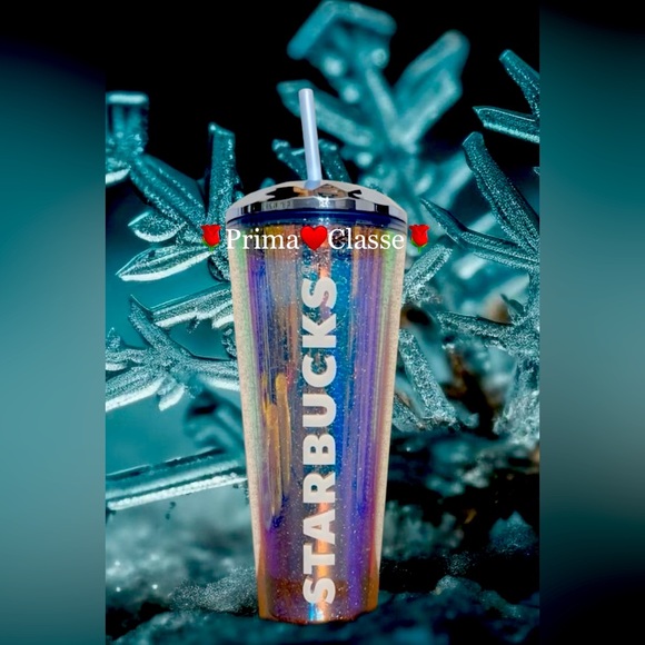 Starbucks Blue Dome Cup Glitter Chromatic Iridescent Tumbler 24oz Holiday New - Picture 5 of 8